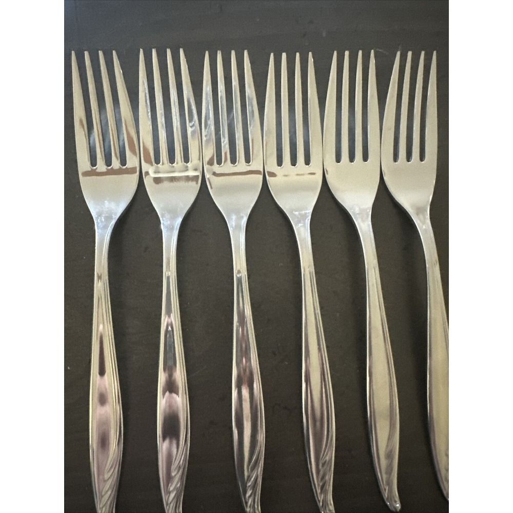 Set Of 6 Wm. Rogers International BERMUDA Stainless Steel‎ Dinner Forks 7"